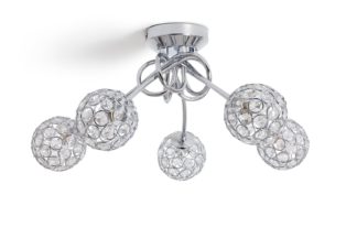 An Image of Argos Home Beaded Globes 5 Arm Ceiling Light - Chrome