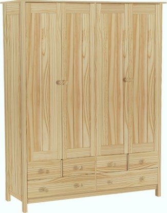 An Image of Habitat New Scandinavia 4 Door 6 Drawer Wardrobe - Pine