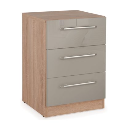 An Image of Kensington 3 Drawer Bedside Grey and Brown