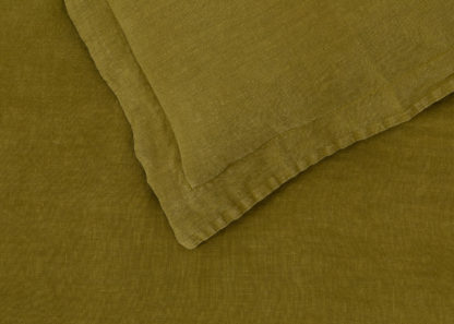 An Image of Heal's Washed Linen Olive Duvet Cover Double