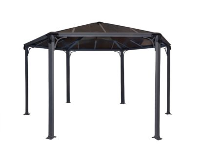 An Image of Palram Monaco Hexagonal Gazebo - Grey