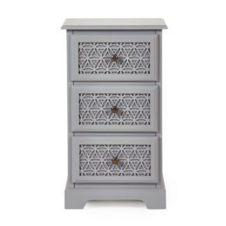 An Image of Carys 3 Drawer Bedside Table Grey