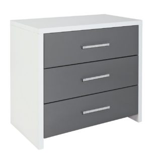 An Image of Habitat Broadway 3 Drawer Chest - Grey Gloss & White