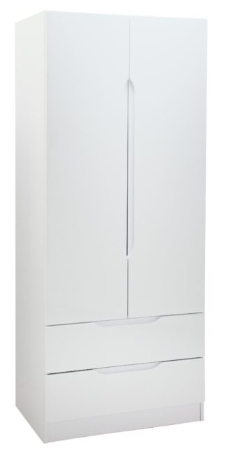 An Image of Legato 2 Door 2 Drawer Wardrobe - White Gloss