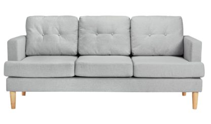 An Image of Habitat Joshua 3 Seater Fabric Sofa - Light Grey