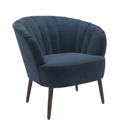 An Image of Rosalie Velvet Shell Chair - Pacific Blue