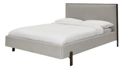 An Image of Habitat Twain Walnut Double Bed Frame - Grey