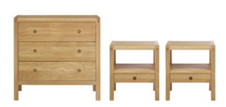 An Image of Habitat Radius 2 Bedside Table & 3 Drawer Chest Set - Oak