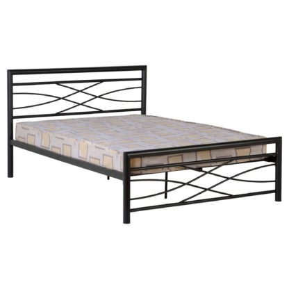 An Image of Kelly Black Metal Bed Frame Black