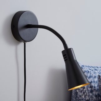 An Image of Nola Adjustable Easy Fit Plug In Wall Light Black Black