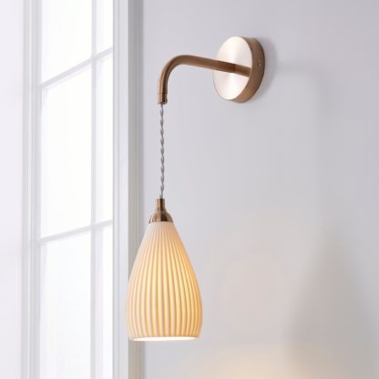 An Image of Dorma Purity Ribbed Porcelain Wall Light White