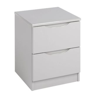 An Image of Legato Light Grey Gloss 2 Drawer Bedside Table Cream