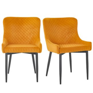 An Image of Montreal Set of 2 Dining Chairs Ochre Velvet Ochre