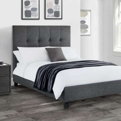 An Image of Sorrento Slate Grey Upholstered Bed Frame Grey