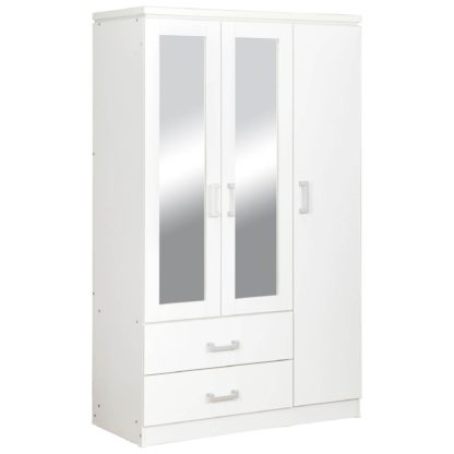 An Image of Charles White Mirrored Wardrobe White