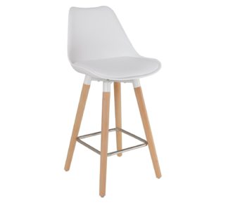 An Image of Habitat Charlie Faux Leather Bar Stool - White