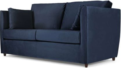 An Image of Milner Sofa Bed with Memory Foam Mattress, Regal Blue Velvet
