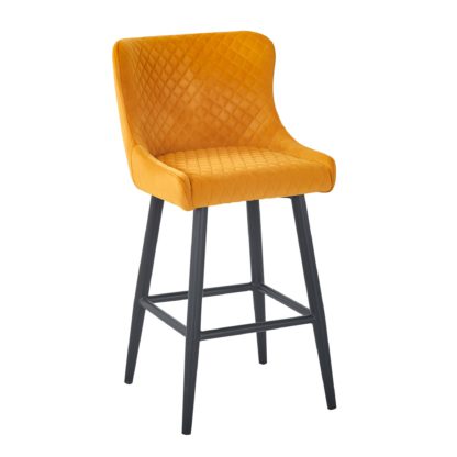 An Image of Montreal Bar Stool Ochre Velvet Ochre