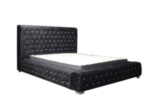 An Image of Birlea Grande Crushed Velvet Double Bed Frame - Black