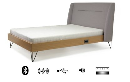 An Image of Koble Snor wireless charging Bluetooth Double Bed Frame-Grey
