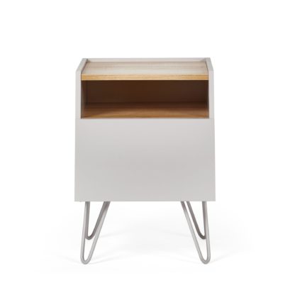 7f55a61dafb4d6685a97ec0eb9eb9b830ad3536899d6e11fcbf12d2b9dcff7f2.jpg An Image of Penelope Dove Grey Bedside Table Grey and Brown