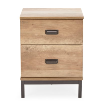 An Image of Fulton Oak 2 Drawer Bedside Table Brown