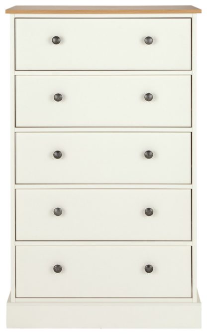 An Image of Argos Home Kensington 5 Drawer Chest - Soft Grey/Oak Effect