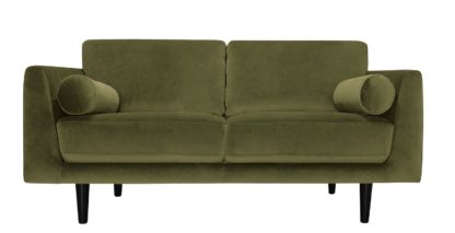 An Image of Habitat Jackson 3 Seater Velvet Sofa - Burgundy