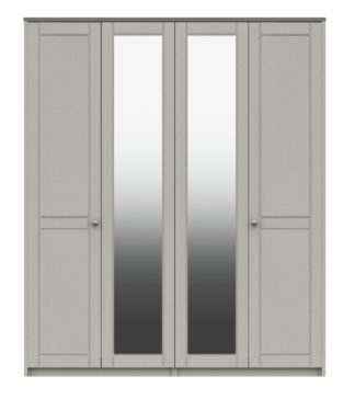 An Image of Kielder 4 Door 2 Mirror Wardrobe - Grey