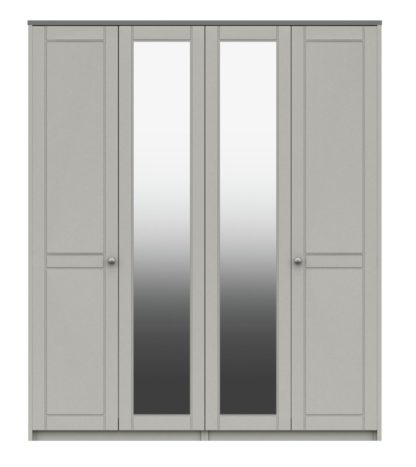 An Image of Kielder 4 Door 2 Mirror Wardrobe - Grey