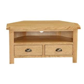 An Image of Sherbourne Oak Corner TV Stand Natural