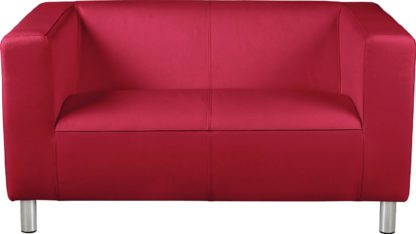 An Image of Habitat Moda Compact 2 Seater Faux Leather Sofa - Brown