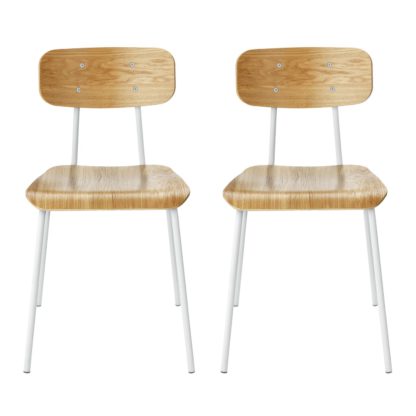 81a33cbd3baae81c9801518440c109fd005b2f409d9e26a6df9cfee8a56168b8.jpg An Image of Habitat Hester Pair of Stackable Dining Chair - White