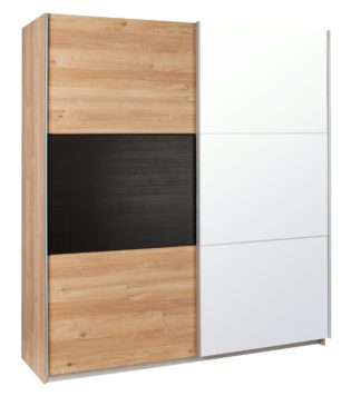 An Image of Argos Home Holsted Extra Large Mirror Wardrobe - Oak & Black