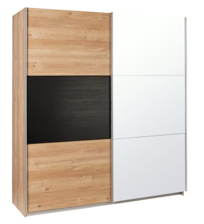 An Image of Argos Home Holsted Extra Large Mirror Wardrobe - Oak & Black