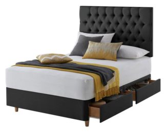 An Image of Silentnight Sassaria Small Double 4 Drawer Divan Set - Ebony