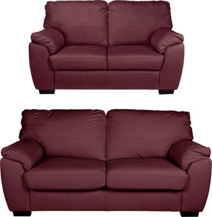 An Image of Argos Home Milano Leather Chair & 3 Seater Sofa - Chocolate