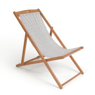 An Image of Habitat Wooden Deck Chair - Stripe