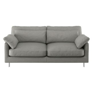 An Image of Habitat Cuscino 2 Seater Textured Fabric Sofa - Light Grey