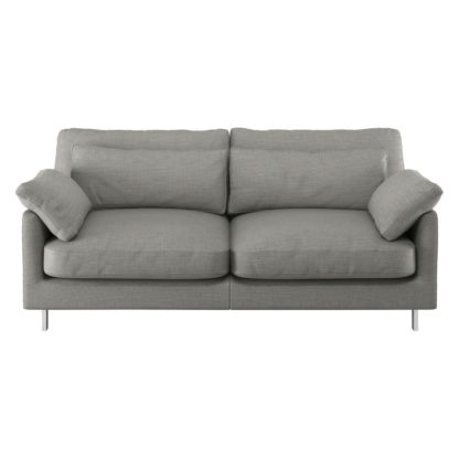 82d1246fad3be64db58fd3bfb20e8715ff36f6c2d1fc4d1f975b81d8c2373656.jpg An Image of Habitat Cuscino 2 Seater Textured Fabric Sofa - Light Grey