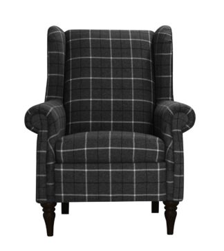 An Image of Argos Home Argyll Windowpane Fabric High Back Chair - Grey