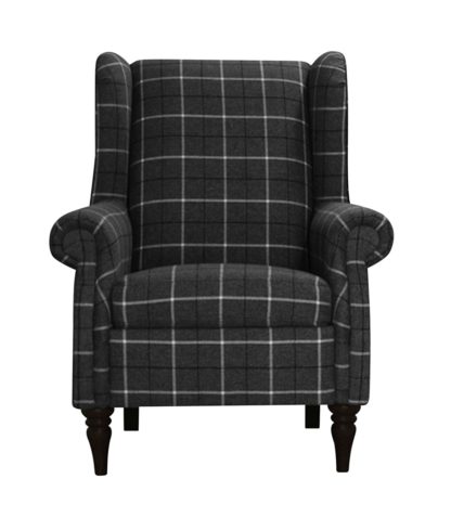 An Image of Argos Home Argyll Windowpane Fabric High Back Chair - Grey