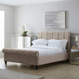 An Image of Classic Taupe Pleated Bed Taupe (Cream)
