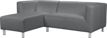 An Image of Habitat Moda Left Corner Faux Leather Sofa - Grey