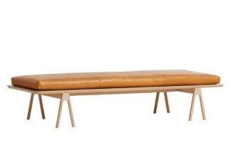 An Image of Woud Level Daybed Cognac Leather & Light Oak