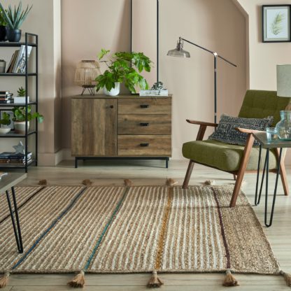 An Image of Braided Flatweave Rug Brown