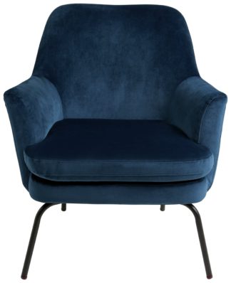 An Image of Habitat Celine Velvet Accent Chair - Blue