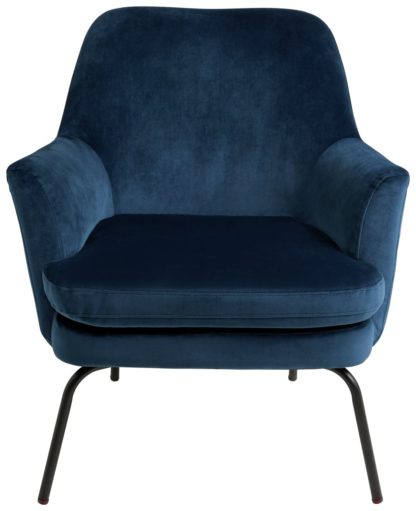 An Image of Habitat Celine Velvet Accent Chair - Blue