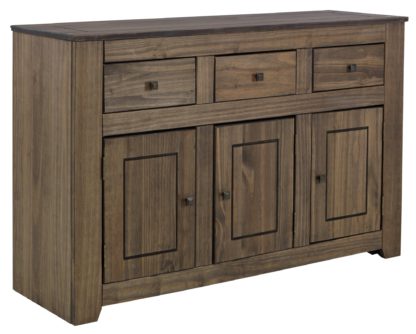 An Image of Argos Home Amersham Large Solid Wood Sideboard - Dark Pine