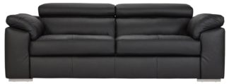 An Image of Argos Home Valencia 3 Seater Leather Sofa - Black